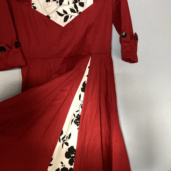 SWING DRESS/ Retro dress/ pin up dress/ maroon Size Lg - Picture 5 of 16